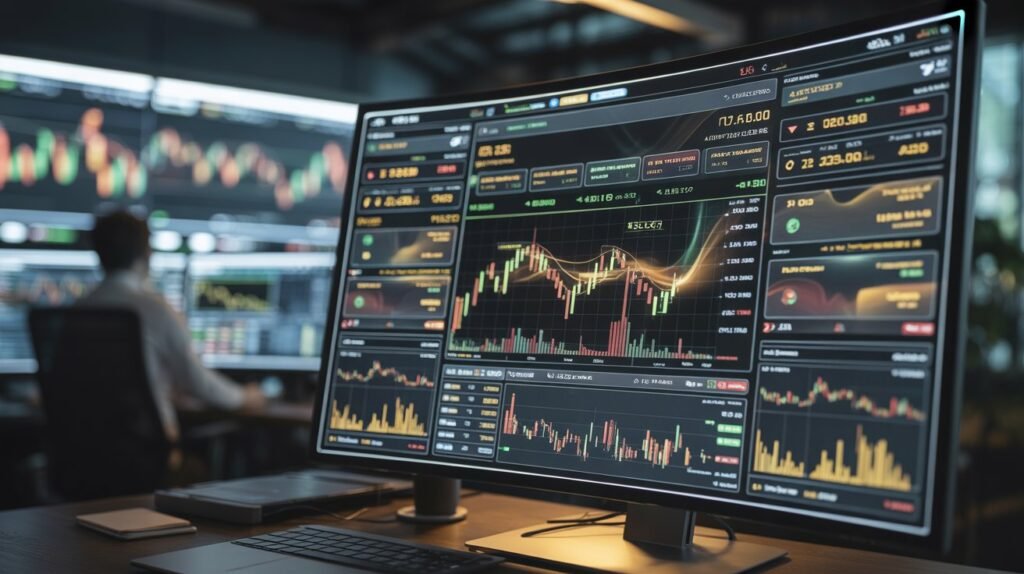 AI powered forex trading tool showing
real time signals and candlestick charts